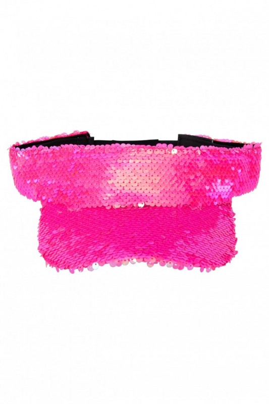 Zonneklep met pailletten pink
