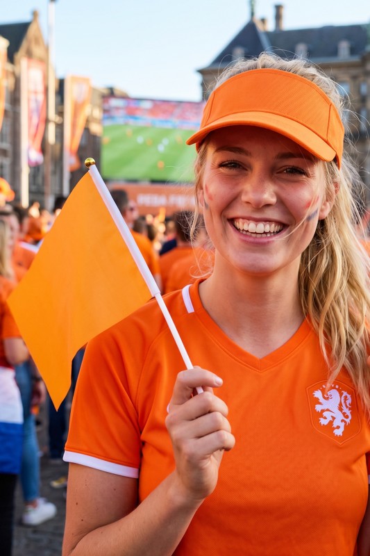 Zonneklep oranje stof