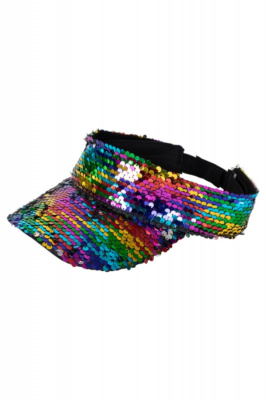Zonneklep met pailletten multi
