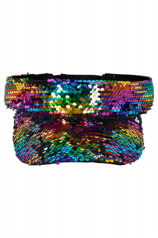 Zonneklep met pailletten multi