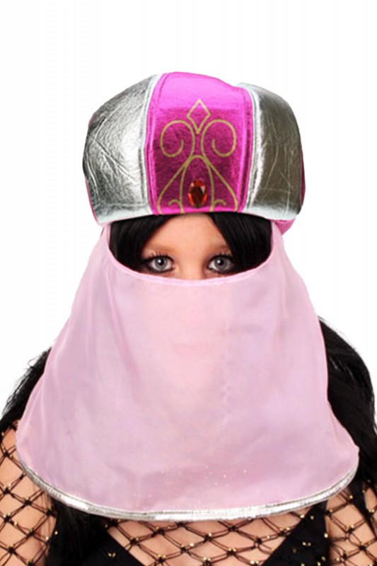 Arabische muts roze met sluier