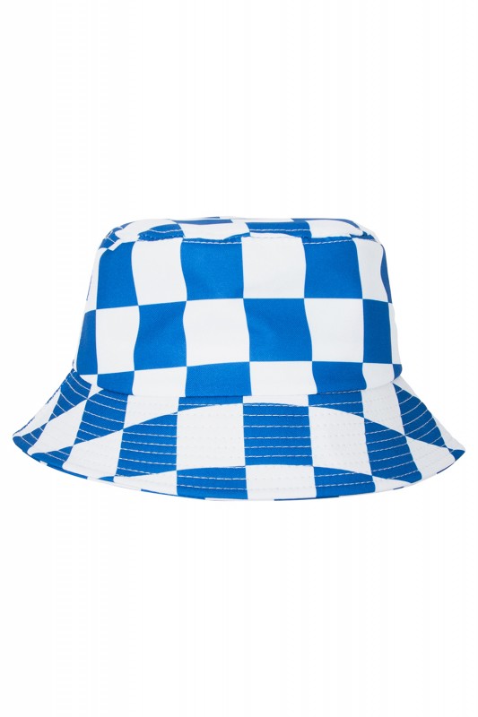 Vissershoedje blauw /wit geblokt