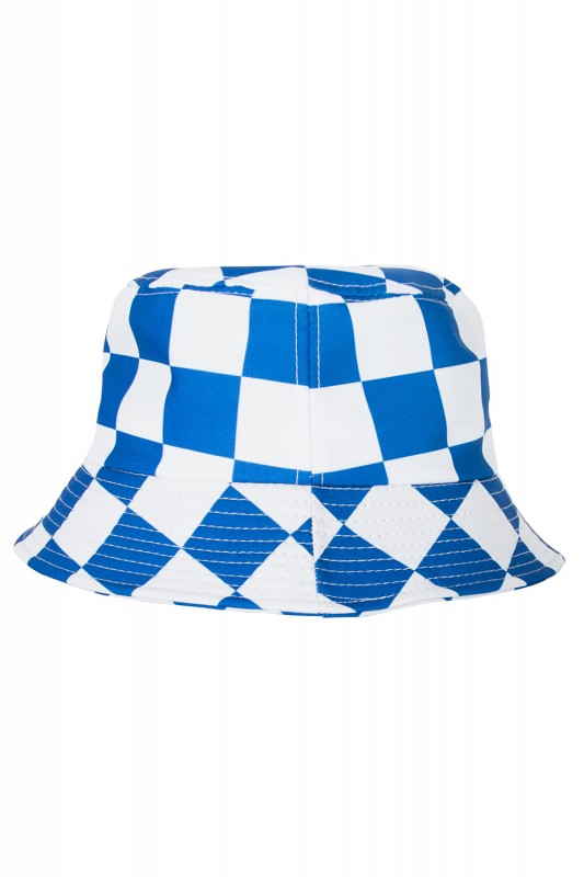 Vissershoedje blauw /wit geblokt