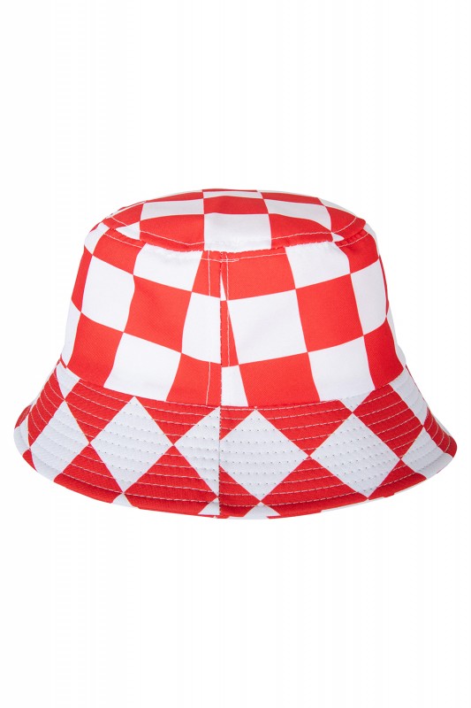 Vissershoedje rood /wit geblokt