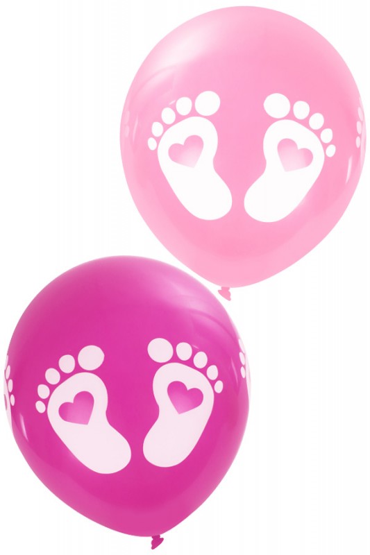 Ballon Voetjes roze 12 inch per 8