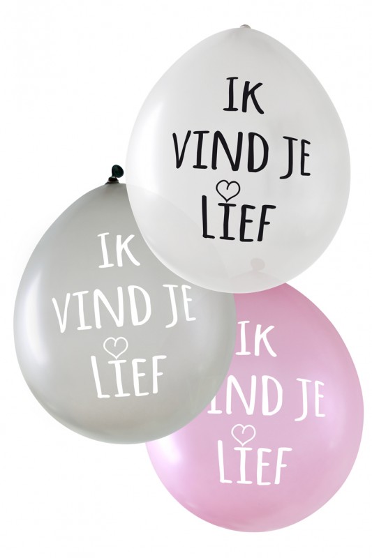 Ballon Ik vind je lief metallic zil