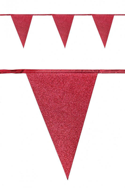 Vlaggenlijn glitter rood  6 m