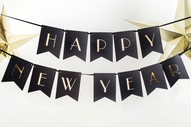 Banner Happy New Year goud 66 x 18