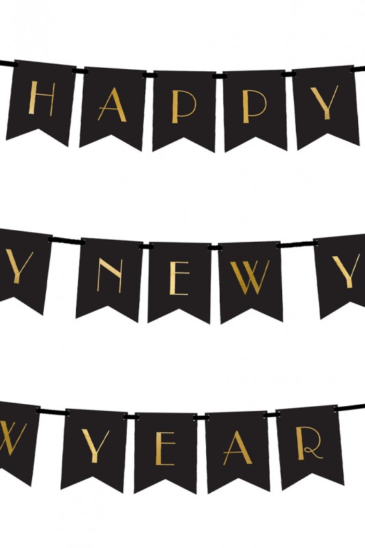 Banner Happy New Year zwart goud 15