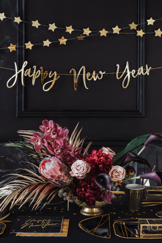 Banner Happy New Year zwart goud 15