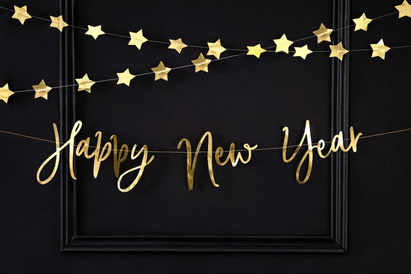 Banner Happy New Year zwart goud 15
