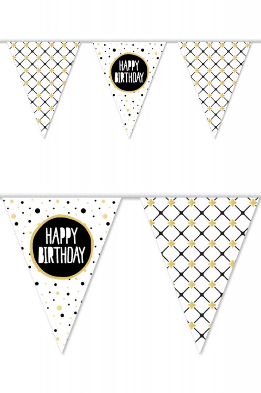 Vlaggenlijn Happy Birthday goud 10