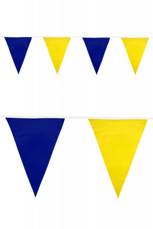 Vlaggenlijn pe blauw/geel 10 meter