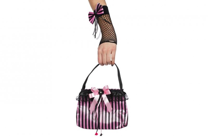 Tas roze/zwart gestreept