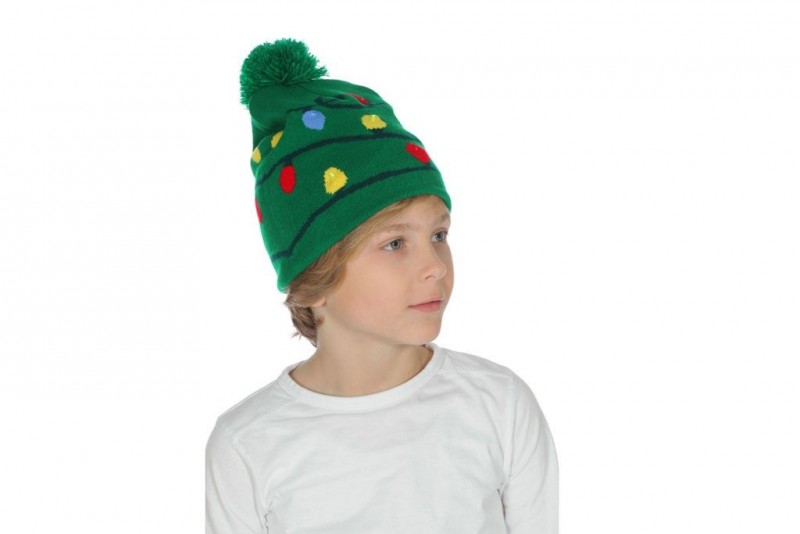 Muts met kerstlichtjes groen (met licht)
