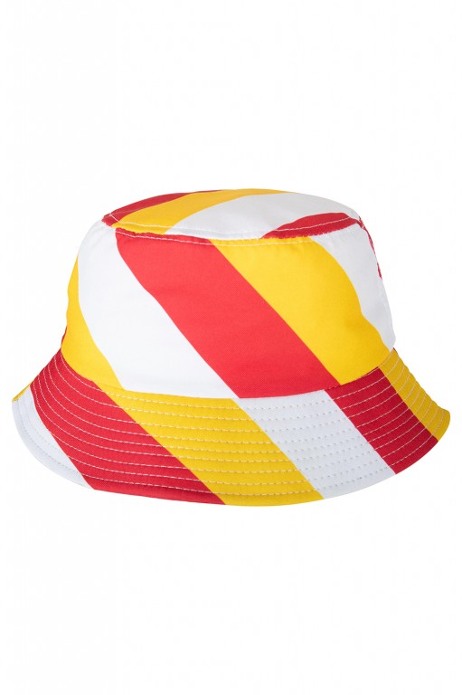 Bucket hat rood wit geel