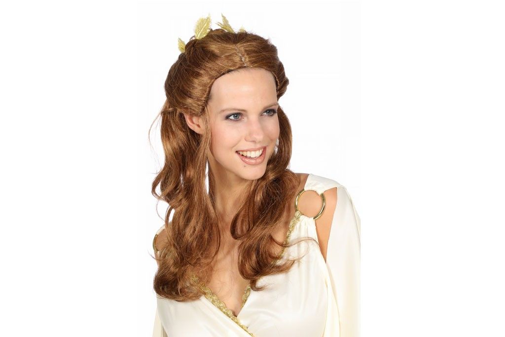 Pruik fantasy met gouden blaadjes