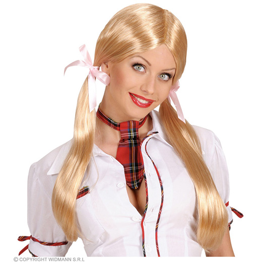 pruik, schoolmeisje blond
