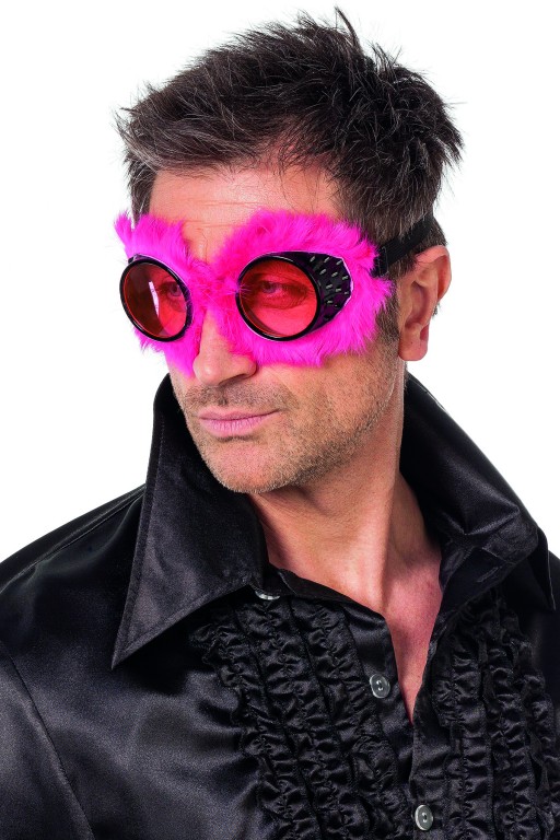 Pilotenbril met pluche roze
