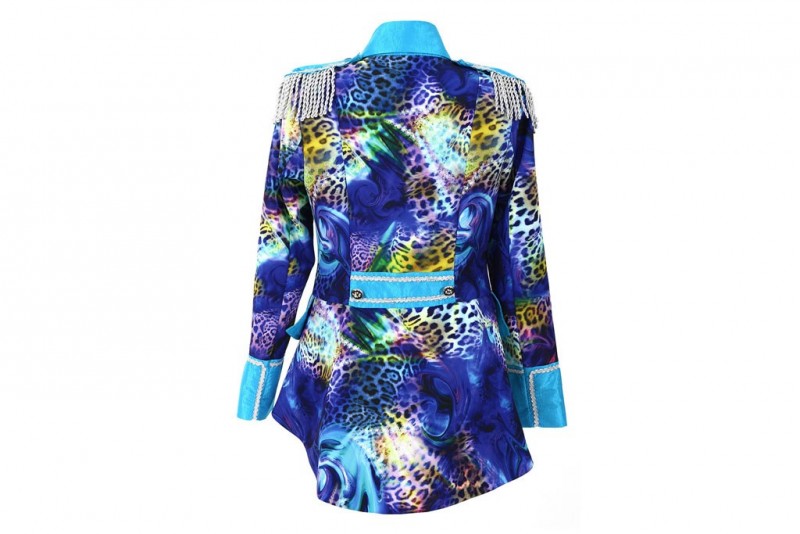 Carnavalsjasje luxe blauw met panterprint kort