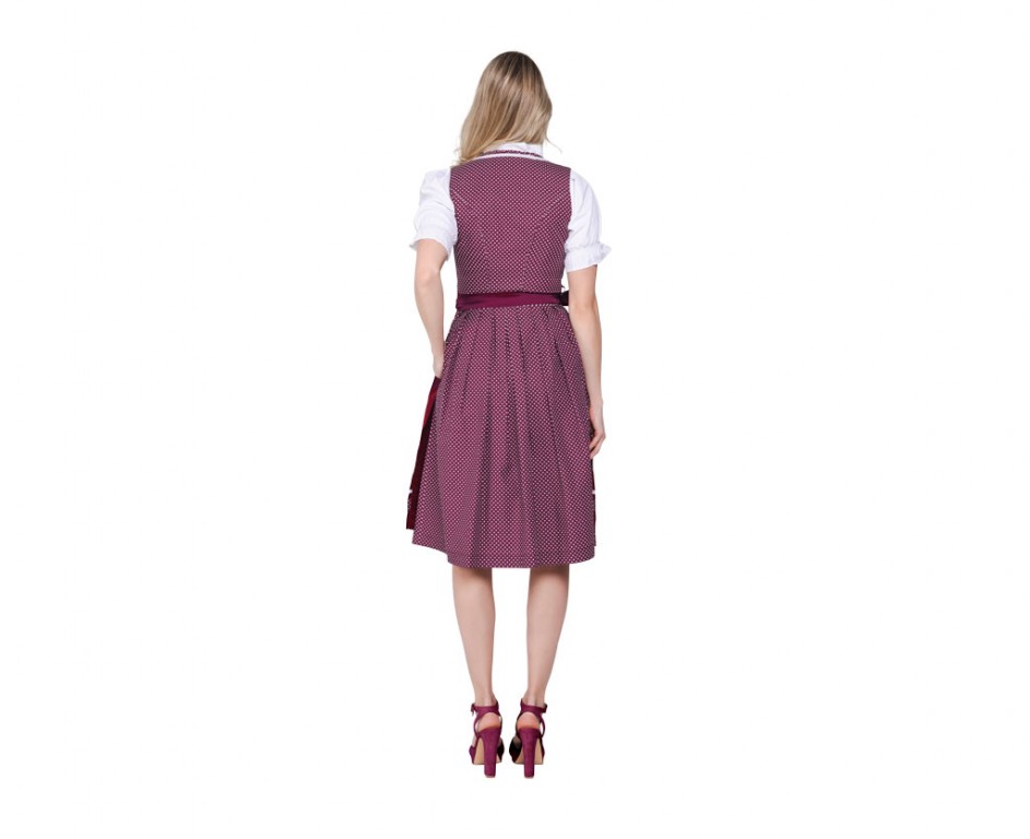Dirndl jurkje 3-delig weinrot 100% katoen