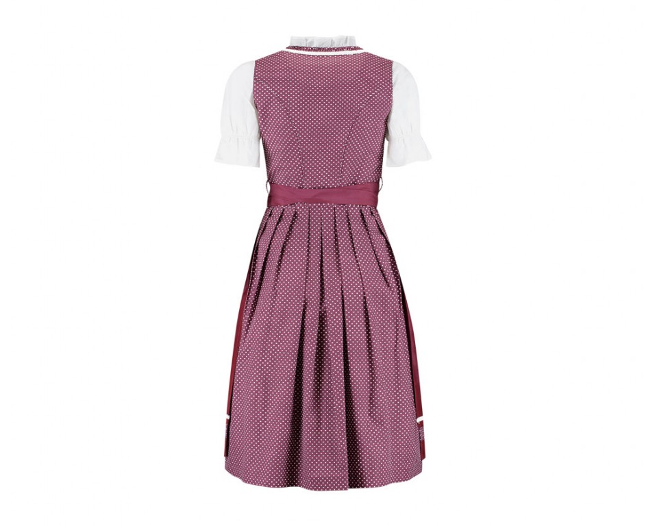 Dirndl jurkje 3-delig weinrot 100% katoen