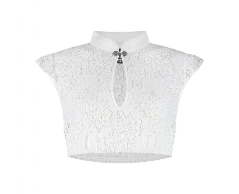 Dirndlblouse Spitze met vleugelmouwtjes en sluitingkje