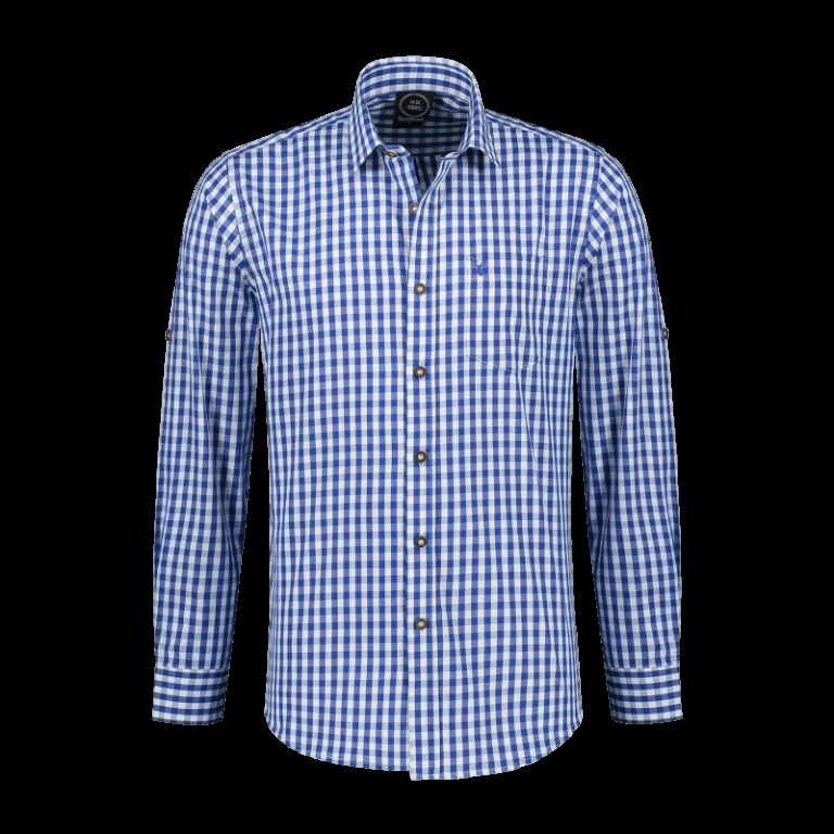 Oktoberfest blouse geruit blauw wit