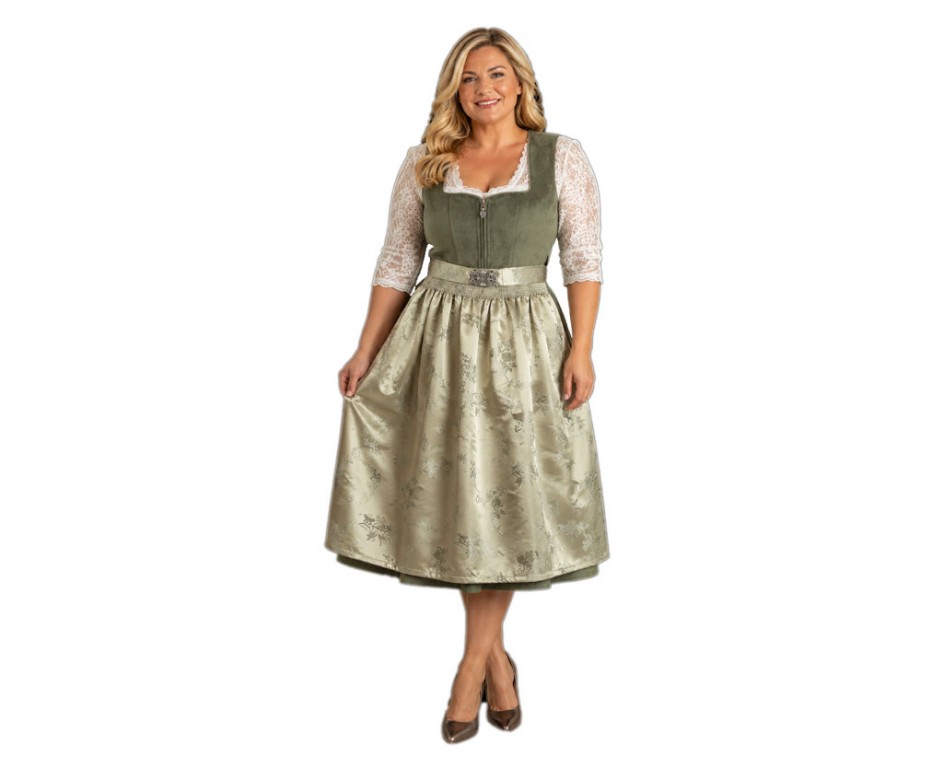Dirndl jurkje 2-delig Jaquard velours groen