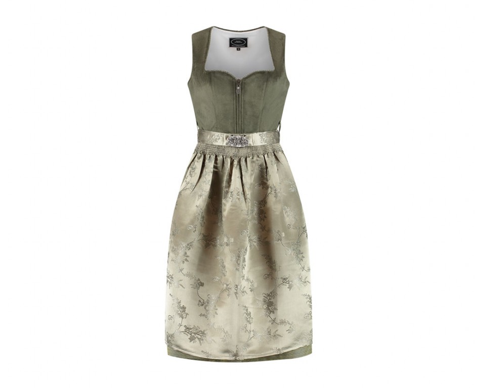 Dirndl jurkje 2-delig Jaquard velours groen