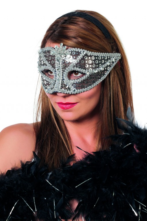Venetiaans masker zilver pailletten