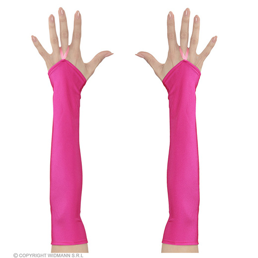 vingerloze handschoenen satijn, neon rose