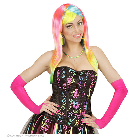 vingerloze handschoenen satijn, neon rose