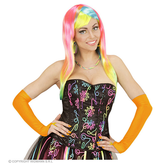 vingerloze handschoenen satijn, neon oranje