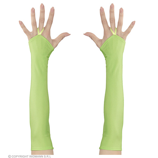 vingerloze handschoenen satijn, neon groen
