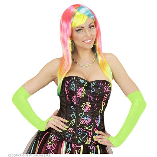 vingerloze handschoenen satijn, neon groen