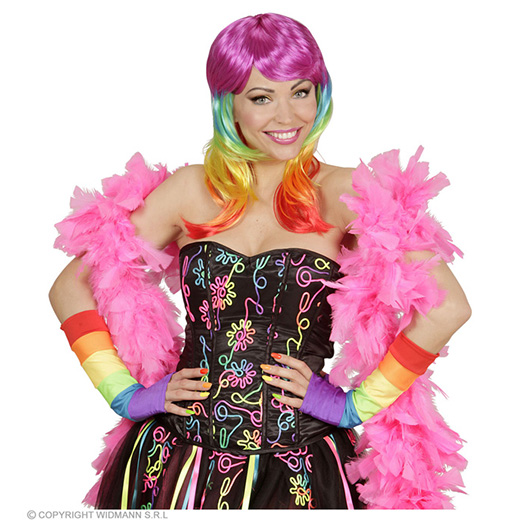 vingerloze handschoenen satijn, regenboog kleuren