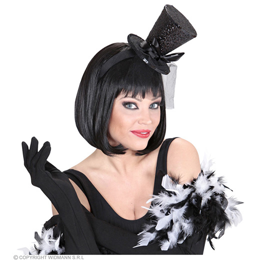 zwarte mini hoge hoed met sluier