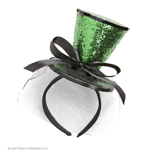 groene mini hoge hoed met sluier