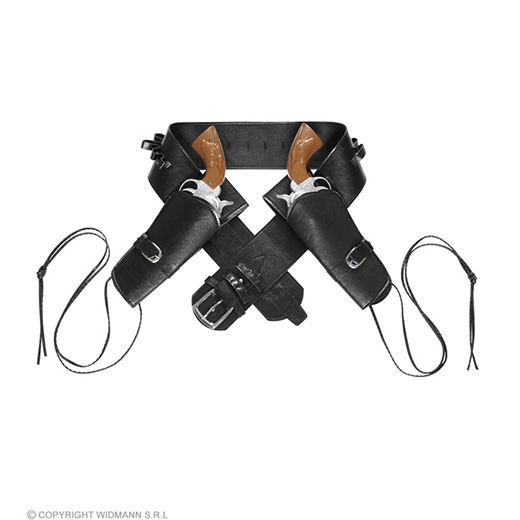 western dubbel holster  met riem lederlook , zwart
