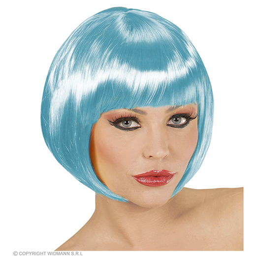 pruik, boblijn azuur blauw