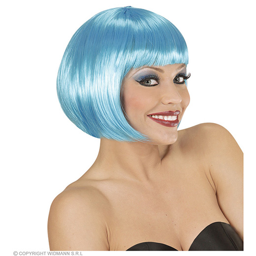 pruik, boblijn azuur blauw
