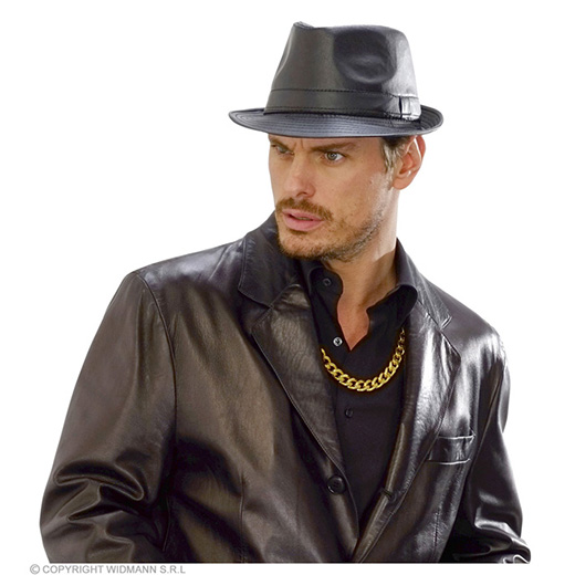 zwarte fedora lederlook