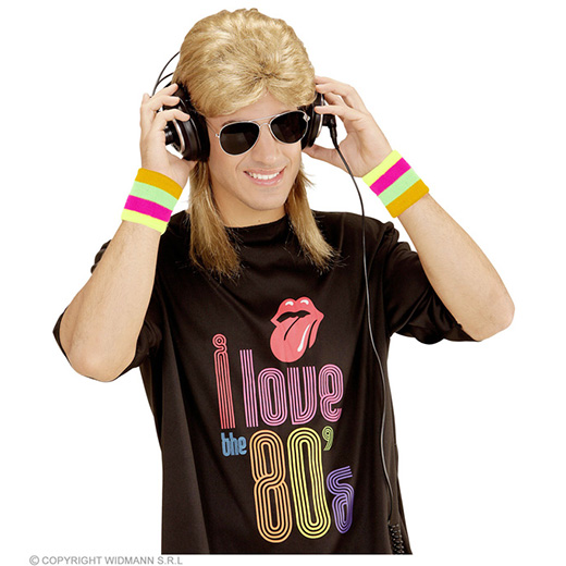 pruik, mullet met bril blond