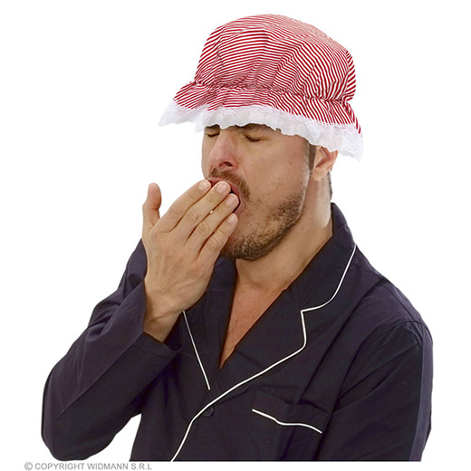 slaapmuts  wit/rood gestreept