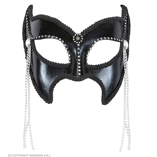 oogmasker s&m fashion met strass en stenen, zwart