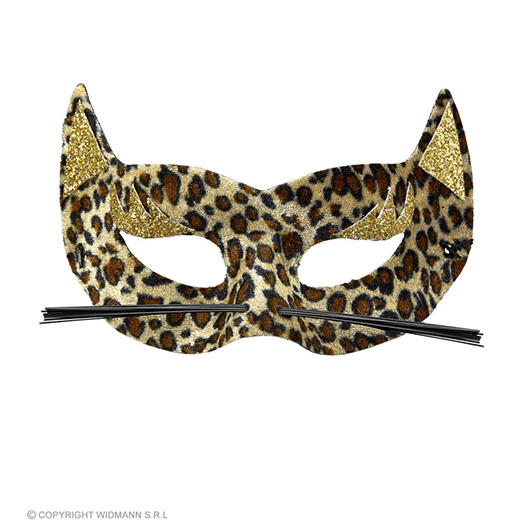 oogmasker fluweel luipaard met gouden glitters