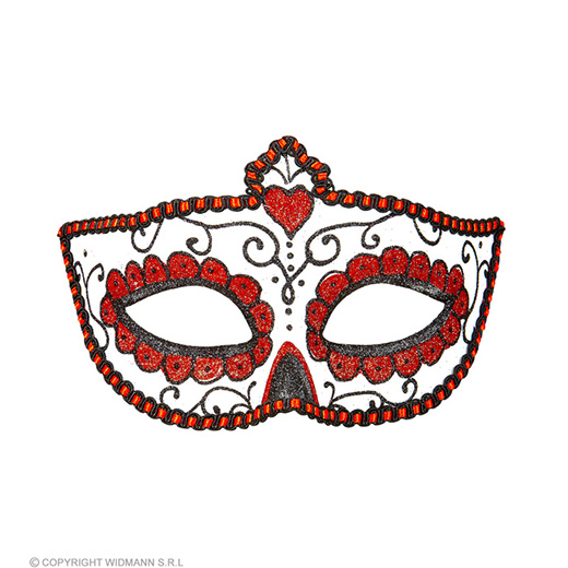oogmasker dia de los muertos zwart & rood