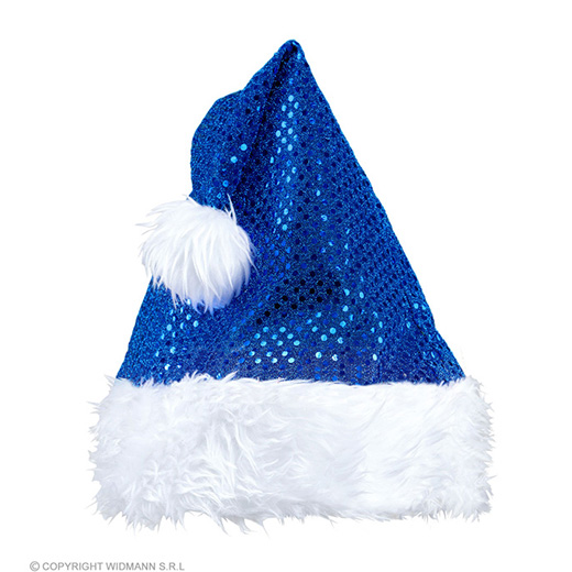 kerstmanmuts glitter, blauw