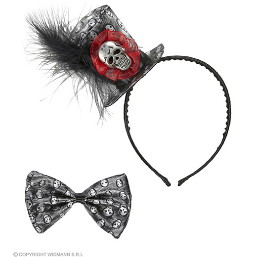 hoofdband met minihoedje en strikje, metalic